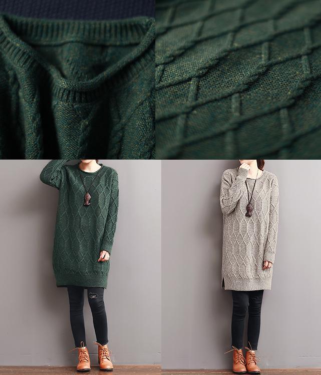 winter plus size green sweaters cable knit knit dress - Omychic