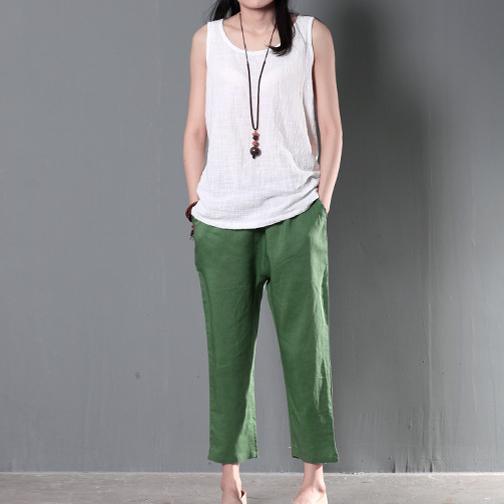 women wrinkled linen tank top sleeveless shirt blouse - Omychic