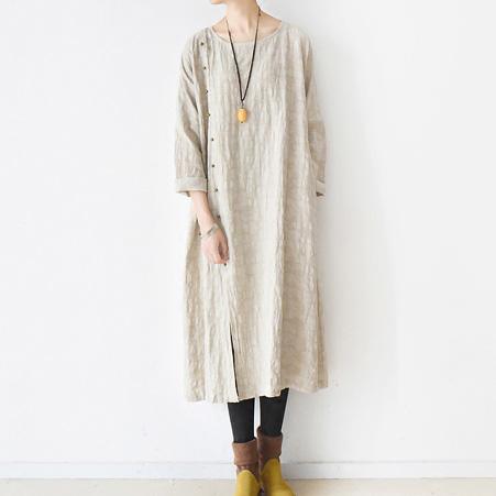 2017 Natural Linen dresses nude plus size casual linen clothing new line fabric - Omychic