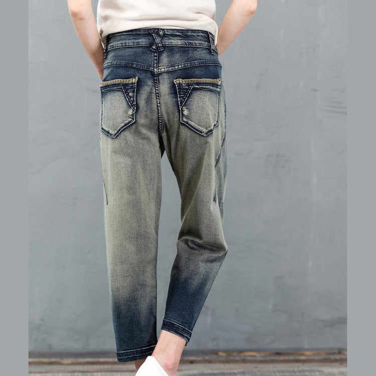 2017 New Gradient jeans oversize denim pants crop trousers - Omychic