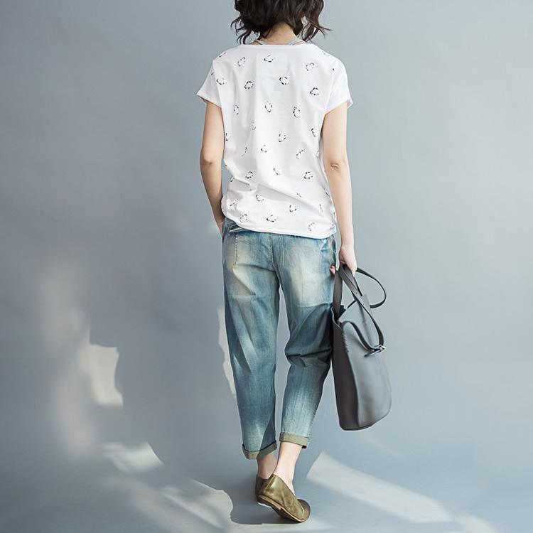 2017 Summer T shirt penguin print cotton shirts blouse plus size cotton tops - Omychic