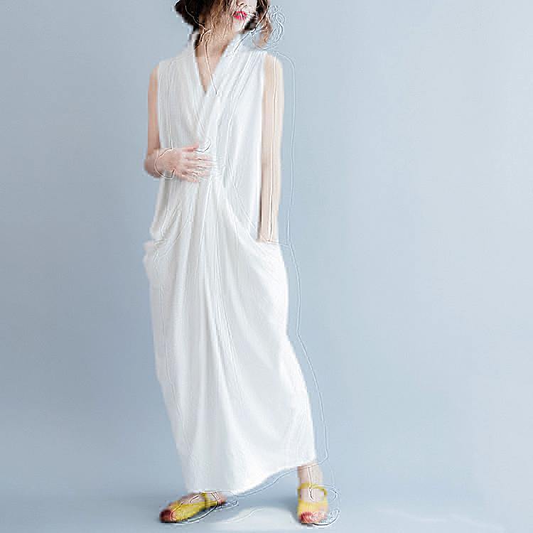 2017 Summer white cross bust cotton gown free style cotton dresses long maxi dress - Omychic
