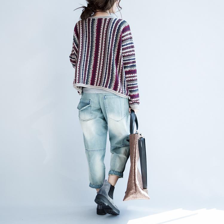 2021 autumn fine cotton striped knit cardigans plus size short sweater outwear - Omychic