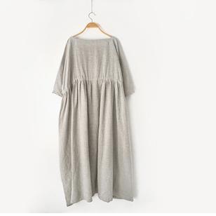 2021 autumn plus size linen dresses asymmetric bracelet sleeved drawstring maxi dress ( Limited Stock) - Omychic