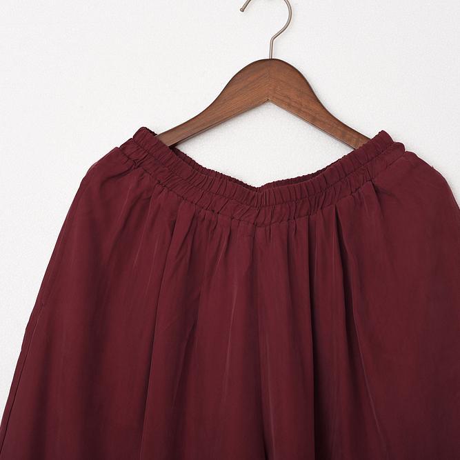 2017 autumn red vintage original silk pants plus size casual wide leg pants - Omychic