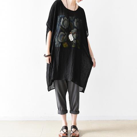2017 black prints plus size cotton dresses casual stylish sundress short sleeve t shirt dress - Omychic