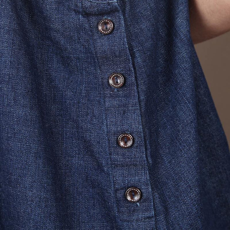 2017  blue plus size casual trousers summer cotton carpenter pants - Omychic