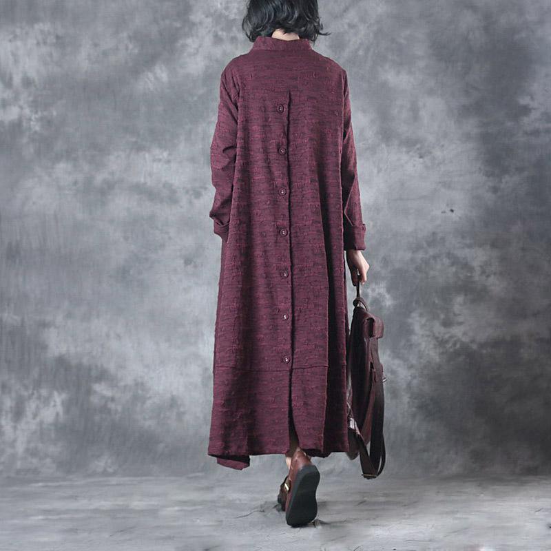 2017 casual  burgundy women trench coat oversize mid long coat - Omychic