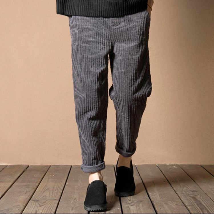 2017 corduroy gray pants causal style - Omychic
