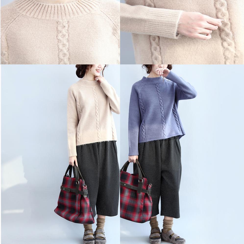 2017 fall beige casual cotton cable knit tops oversize side open fashion sweater - Omychic