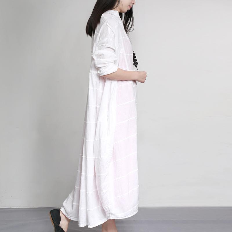 2017 fashion white linen coats loose patchwork long trench coats - Omychic