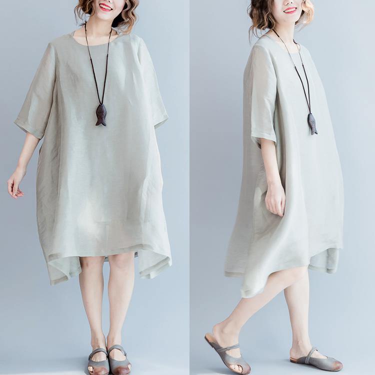2017 gray flowy summer dresses casual oversize baggy thin silk sundresses - Omychic