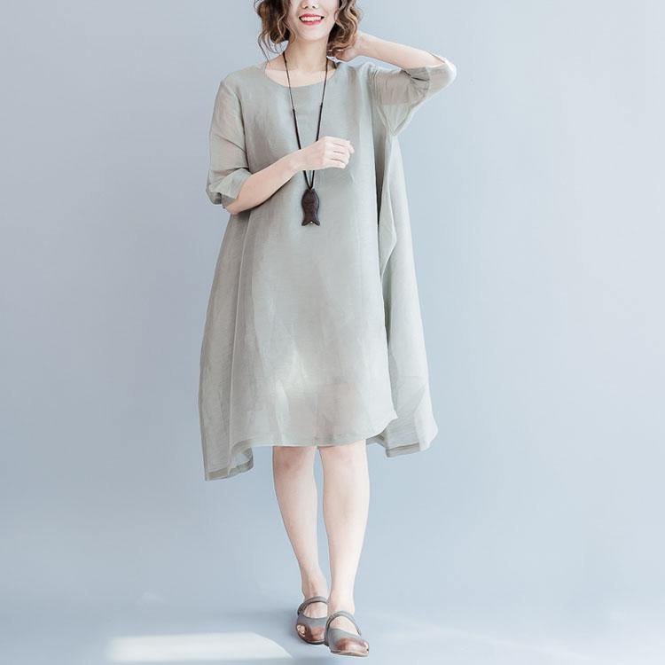 2017 gray flowy summer dresses casual oversize baggy thin silk sundresses - Omychic