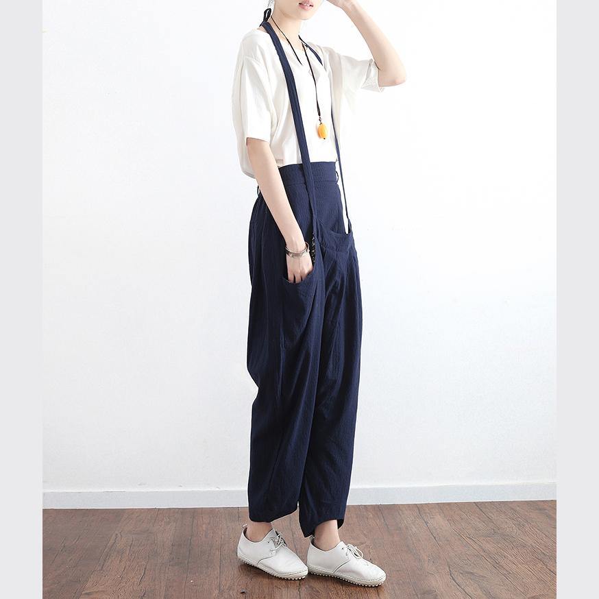 2017 new blue plus size jumpsuit pants patchwork stylish harem pants - Omychic
