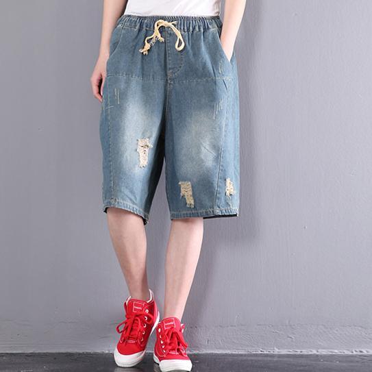 2017 new casual shorts plus size elastic wait jeans summer pants - Omychic