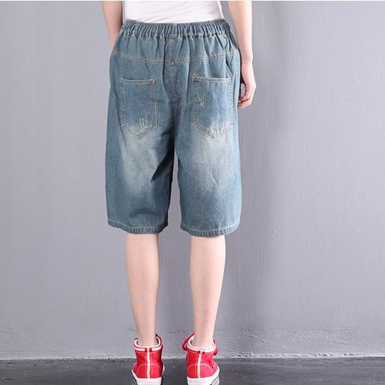 2017 new casual shorts plus size elastic wait jeans summer pants - Omychic