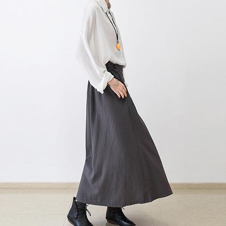 2017 new fall gray stylish linen a line skirts loose cute maxi skirts - Omychic