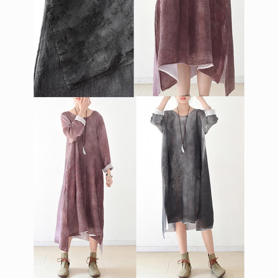 2017 new gray dresses caftans made of new cotton fabrics layered design - Omychic