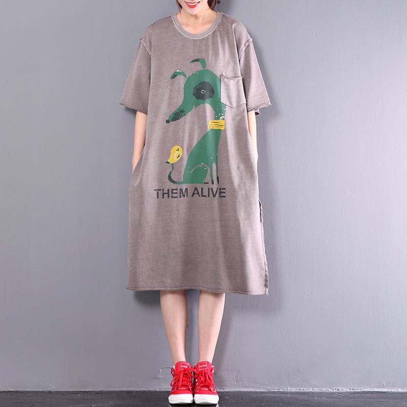 2021 New Khaki Stylish Fine Cotton Dresses Short Sleeve Summer Dress Plus Size Sundress ( Limited Stock) - Omychic