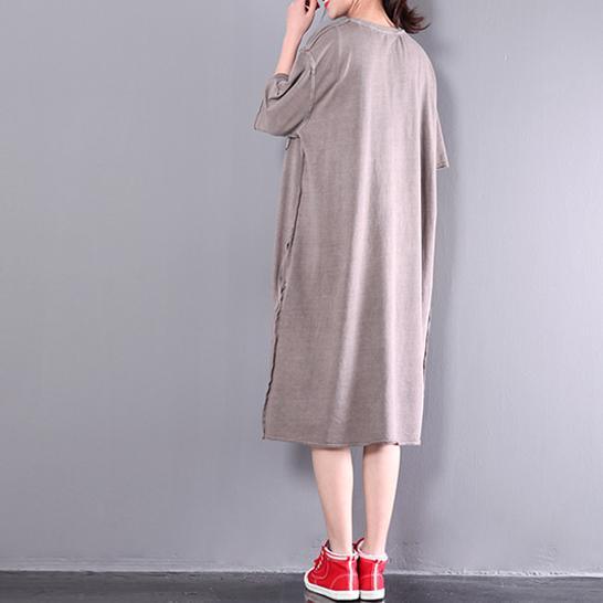 2021 New Khaki Stylish Fine Cotton Dresses Short Sleeve Summer Dress Plus Size Sundress ( Limited Stock) - Omychic