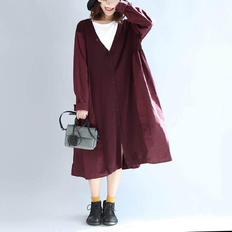 2017 new purple red patchwork cotton silk sweater outwear oversize casual knit long coats - Omychic