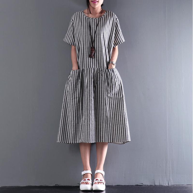 2017 new summer linen dress elastic waist sundresses casual oversize maxi dress - Omychic