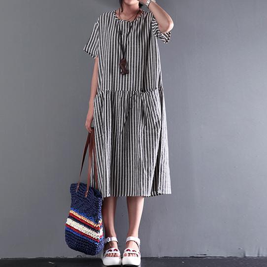 2017 new summer linen dress elastic waist sundresses casual oversize maxi dress - Omychic