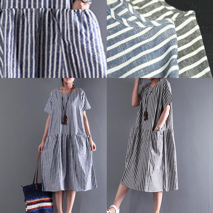 2017 new summer linen dress elastic waist sundresses casual oversize maxi dress - Omychic