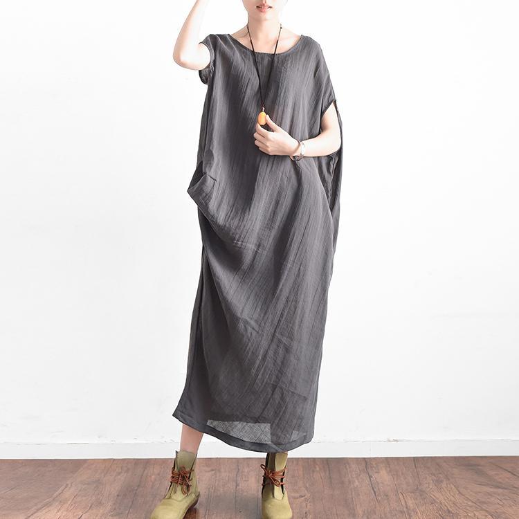 2017 original gray linen dresses plus size sundress asymmetric sleeveless maxi dress - Omychic