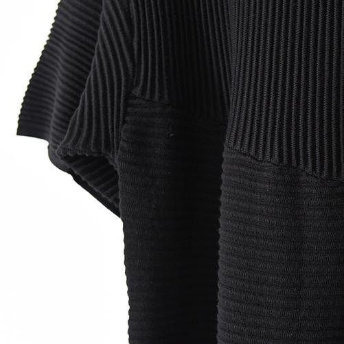2017 plus size black knit dresses half sleeve loose sweater dresses - Omychic