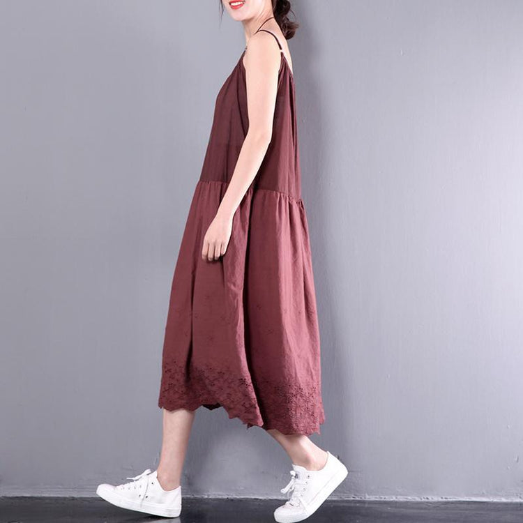 2017 red sleeve summer dress oversize maxi dresses fine cotton gowns - Omychic