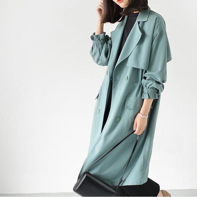 2017 spring Bean Green Trench coats plus size casual wind breaker long outwear - Omychic