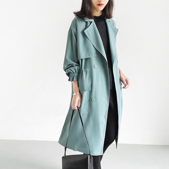 2017 spring Bean Green Trench coats plus size casual wind breaker long outwear - Omychic