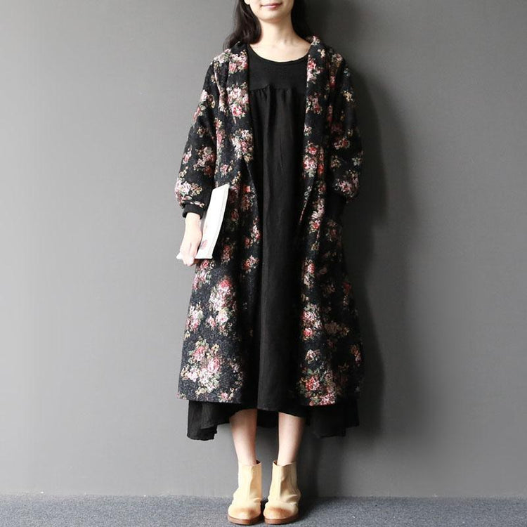 2017 spring floral long maxi coat woolen woman jackets long outwear new fabric - Omychic