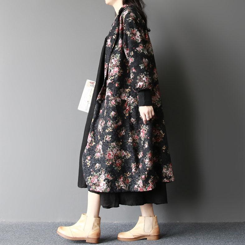 2017 spring floral long maxi coat woolen woman jackets long outwear new fabric - Omychic
