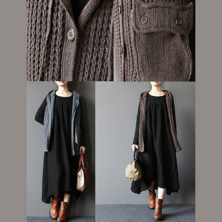 2017 spring hoodied knit tops women cardigans in blue - Omychic