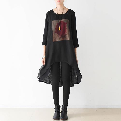 2017 spring layered flowy chiffon linen dresses plus size dresses oversize shirts asymmetrical - Omychic