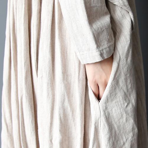 2021 Spring Nude Oversize Linen Caftans Plus Size Cotton Dresses - Omychic