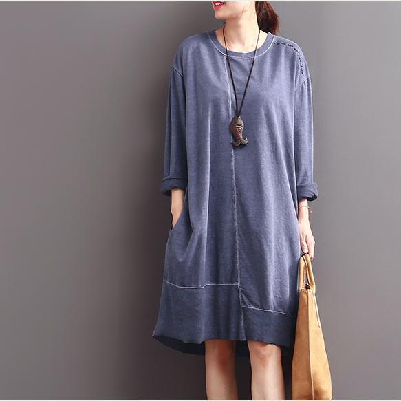 2017 spring violet oversized casual dresses cotton shirts - Omychic