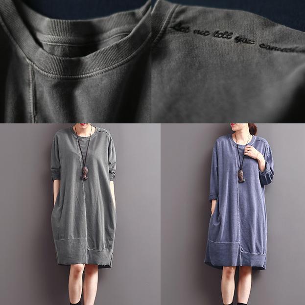 2017 spring violet oversized casual dresses cotton shirts - Omychic