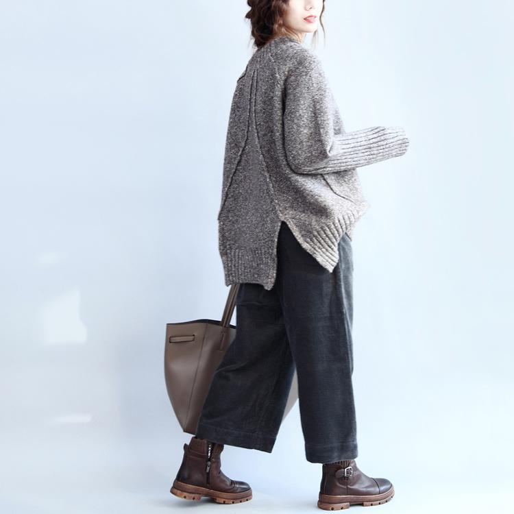 2017 stylish cotton knitted pullover back side open oversize cozy sweater - Omychic