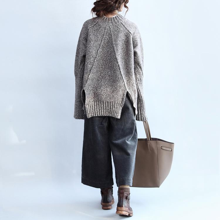 2017 stylish cotton knitted pullover back side open oversize cozy sweater - Omychic