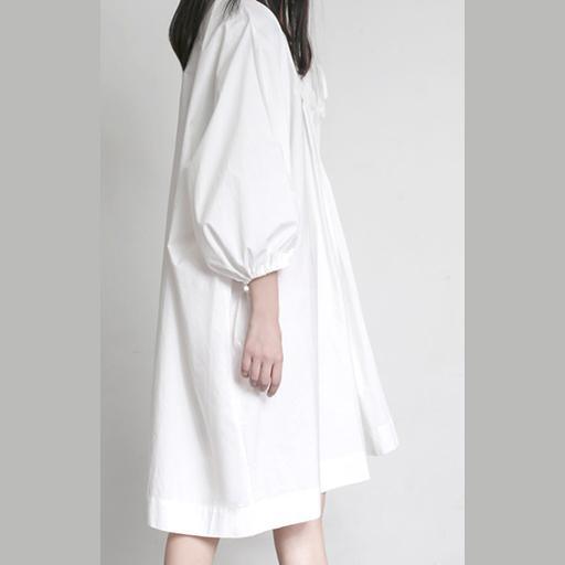 2017 stylish white cotton tops plus size batwing sleeve shirt dress - Omychic