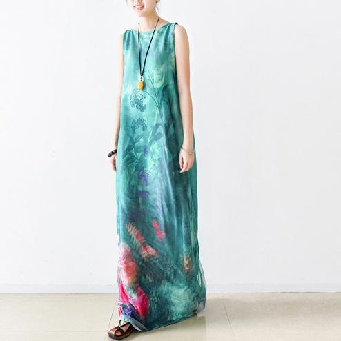 2017 summer cotton dresses prints slim maxi dress sleeveless elegant sundress - Omychic