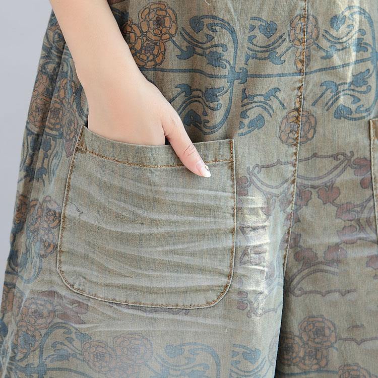 2017 summer prints cotton pants vintage plus size jumpsuit pants - Omychic