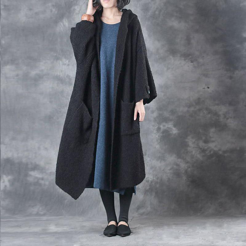 2017 unique black cotton winter outfits plus size tie waist sweaters coats warm - Omychic