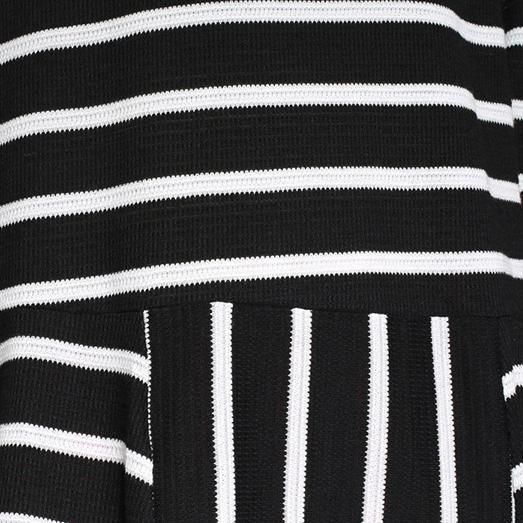 2017 unique fashion cotton dresses black white striped patchwork loose asymmetric maxi dress - Omychic