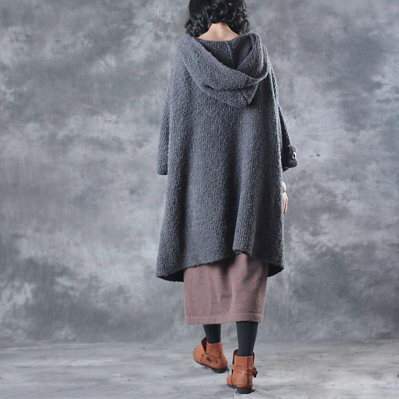 2017 winter gray sweater cardigans oversize thick knit trench coats - Omychic