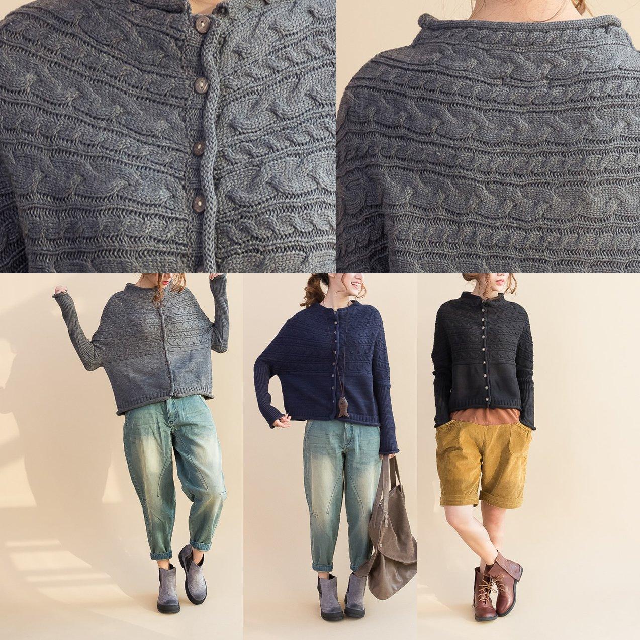 2017black woolen knit sweater loose slim fit casual sweaters new - Omychic