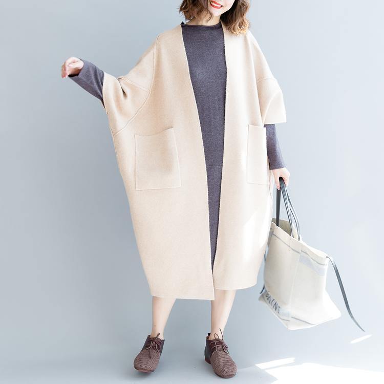 2021 Beige White Coats Oversize Wild Coats Elegant Big Pockets Coats - Omychic